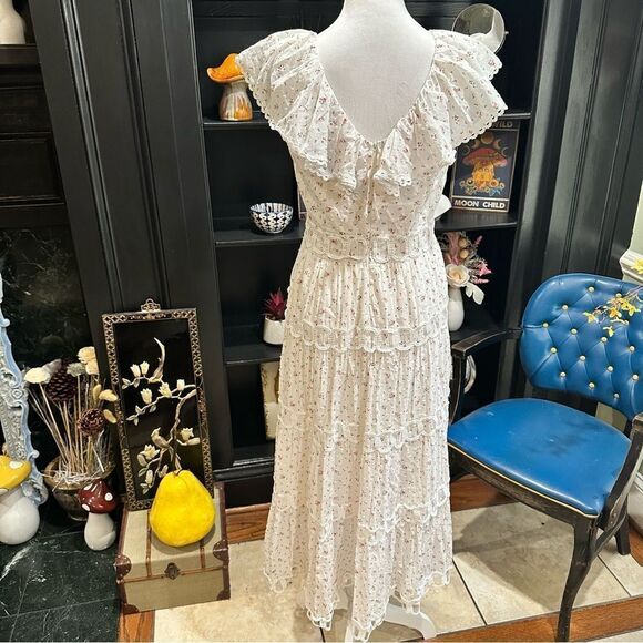 Just Me Tiered Midi Dress with Frill Neckline – Size M – Like New - Picture 12 of 15